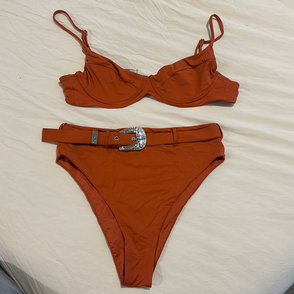 Onia Rust Bikini with Belted High-Waist